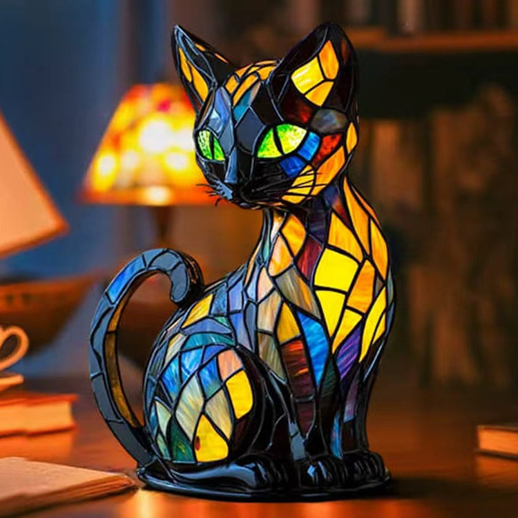 最高の贈り物、このステンドグラスの猫ランプは日本の猫好きのためにデザインされました